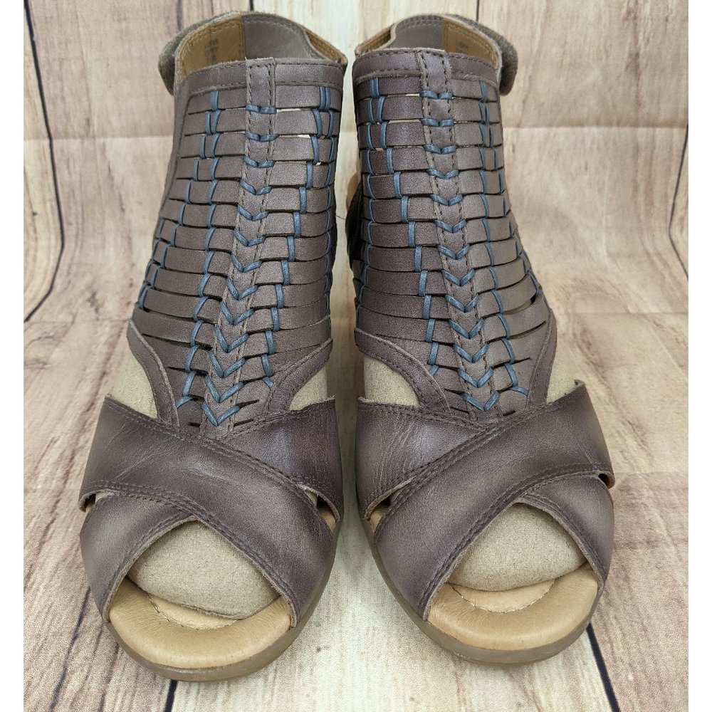 EARTH Libra Heeled Sandals Gray Leather Comfort Sandal Sz 10 - Picture 3 of 10